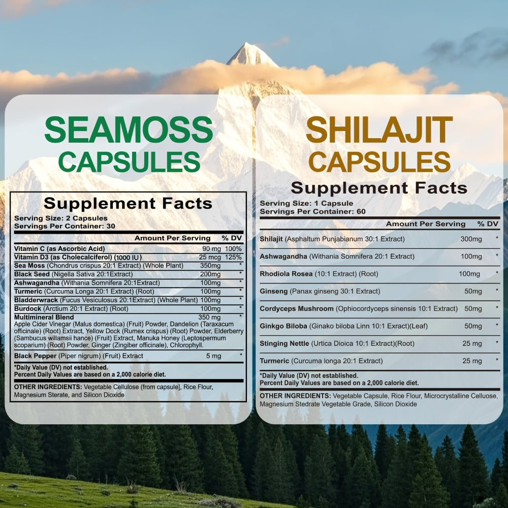 Dietary Supplement Sea Moss and Shilajit Capsule Bundle with Two- or Six-Piece available options — image 2