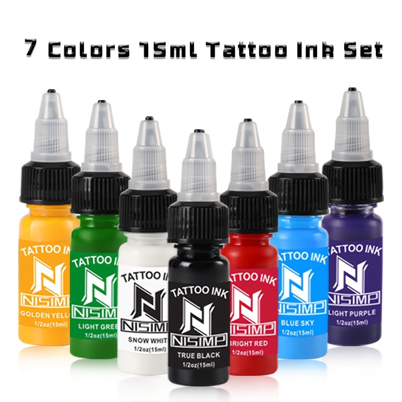 Tattoo Ink NISIMP 7- or 14-Color Gift Box Set with Transparent Bottles and Two Configurations — image 9