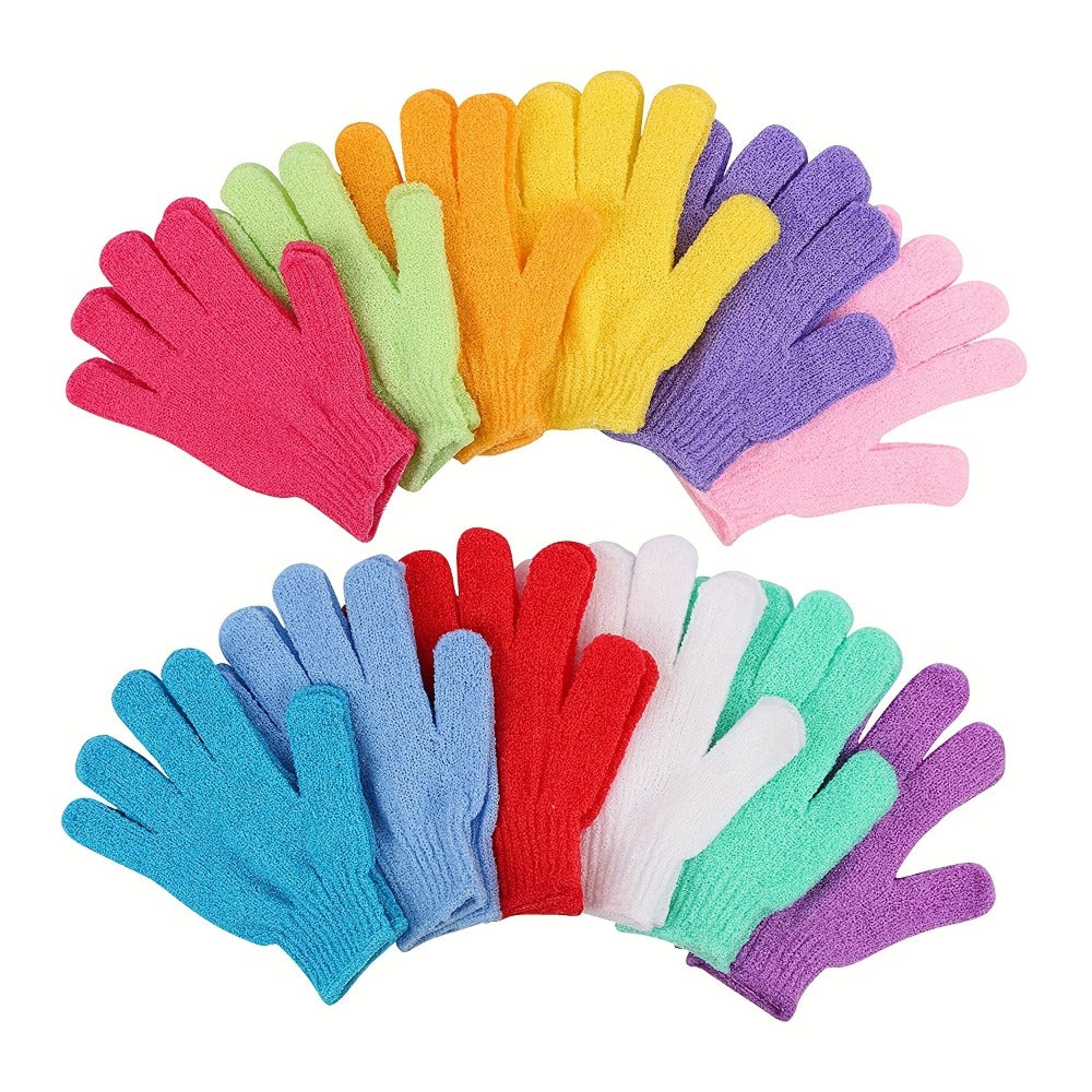 Exfoliating Shower Gloves 20 Pairs Dual-Sided Nylon Bath Scrub Mitts – Body Exfoliation, Spa Massage & Deep Cleansing Gloves 