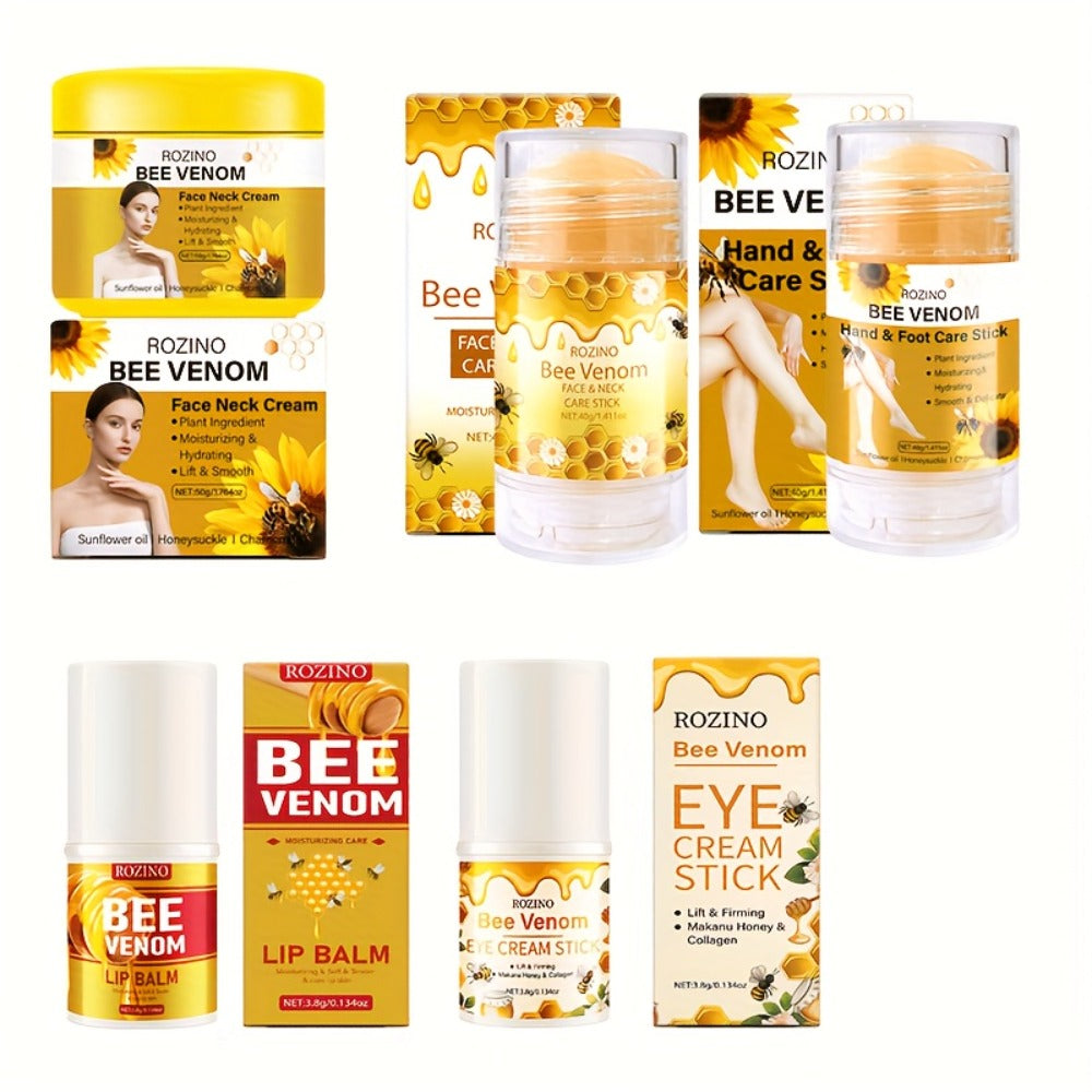 Bee Venom Body Care Set 5pcs Full Body Kit for Lips Face Neck Hands Feet, Non-Greasy Fast Absorption — image 3