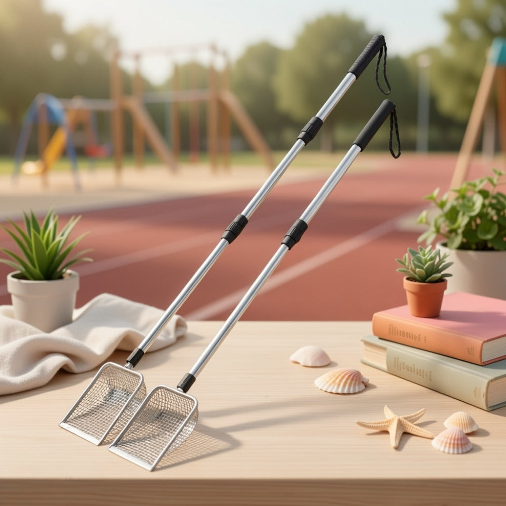 Sand Sifter with Scoop Telescopic Handle and Stainless Steel Retractable 3-Section Scoop — image 8