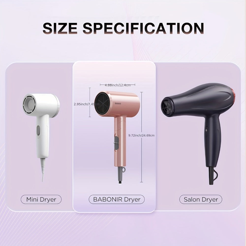 1875W Ionic Travel Hair Dryer Foldable with Diffuser & Concentrator Nozzle – Brushless Motor, 3 Heat Settings, 2 Speeds — ima