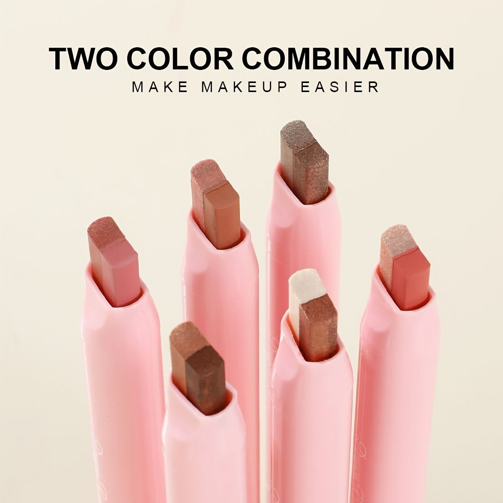Dual-Color Eyeshadow Stick Set 6pcs Waterproof Two-Tone Eye Shadow Pencil, Smudge-Proof, Non-Fading — image 8