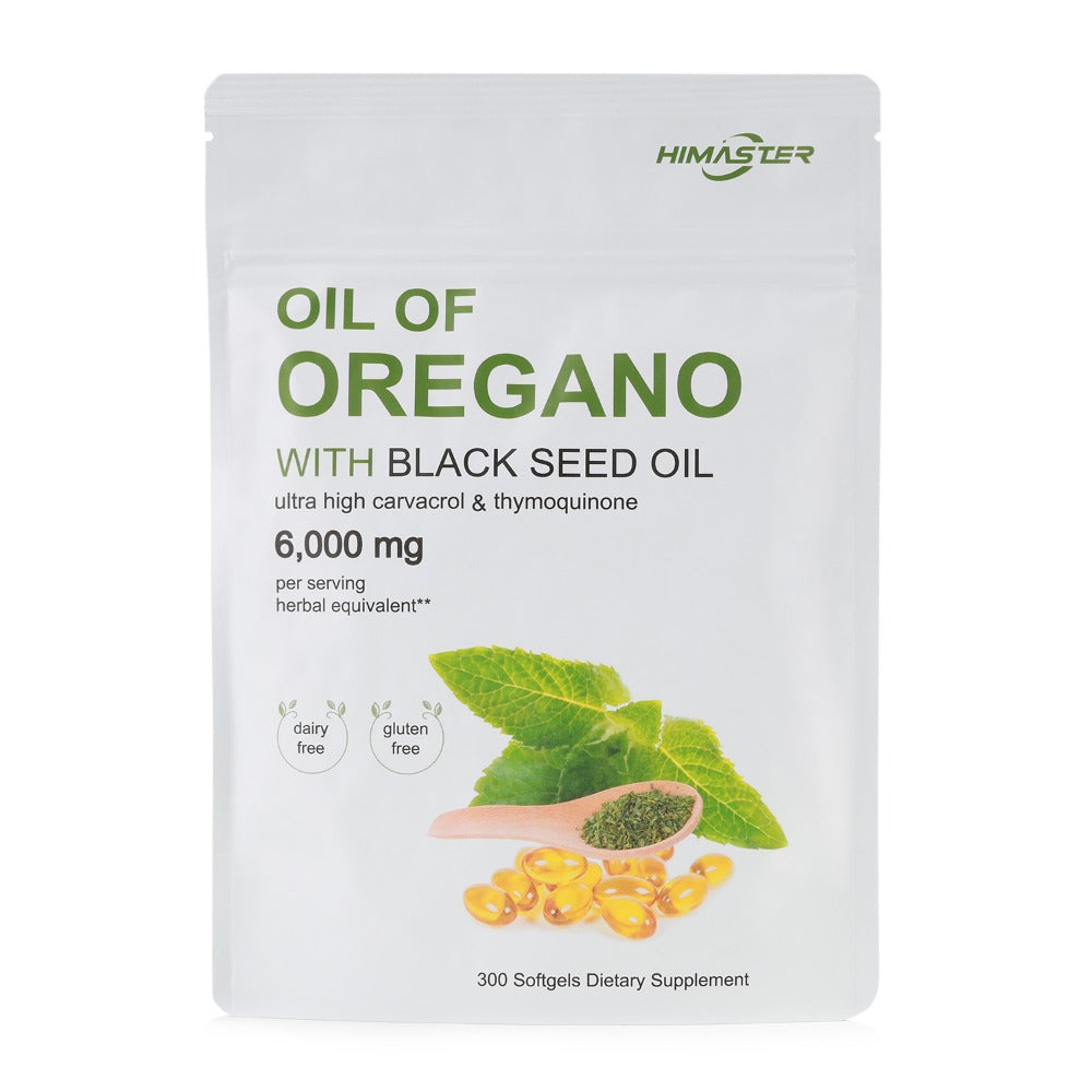 Herbal Supplements with HIMASTER Label, Oregano Oil 6000mg and Black Seed Oil 200mg, 300 Softgels — image 3