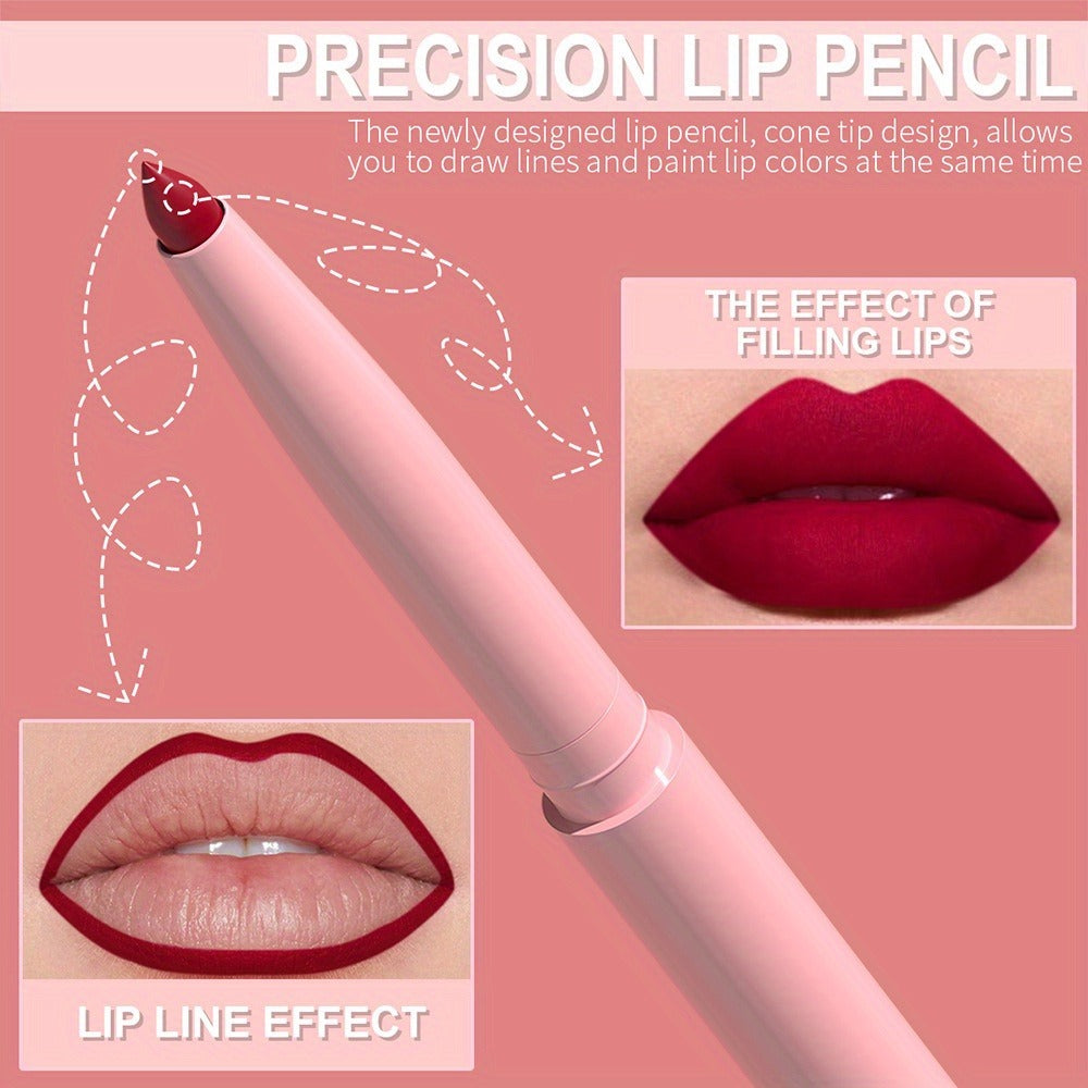 Waterproof Lip Liner Set 12 Pcs 2-in-1 Matte Lipstick Pencil Long Lasting Rich Pigment Smooth Glide Lip Color Kit Nude to Bol