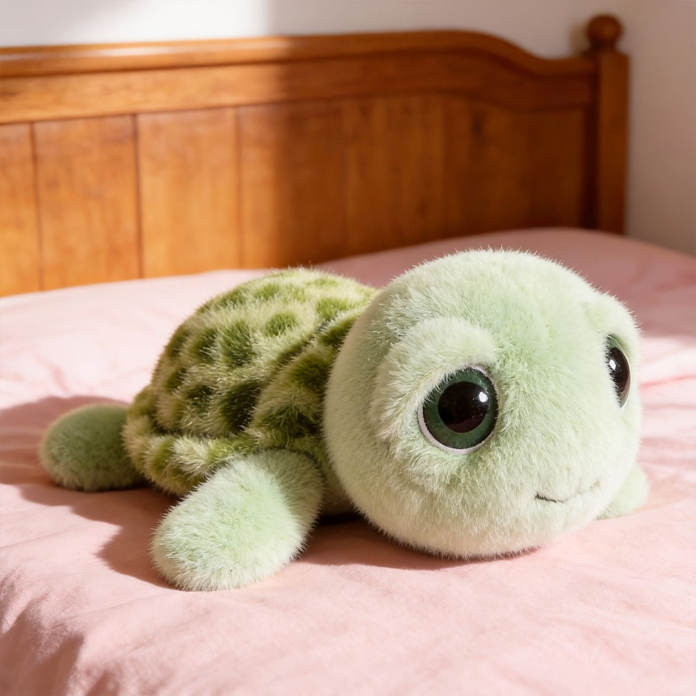 Stuffed Animal Big-Eye Turtle Pillow in 15.75-Inch Size with Melancholy Face and Soft Plush Fabric — image 4