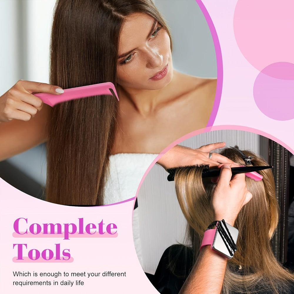 Hair Sectioning Clips 18-Piece Set with Crocodile Clips, Silicone Patting Separator & Curling Wrist Bracelet – Salon Perming 