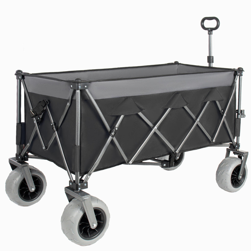 Folding Wagon 52 Inch Utility Cart Collapsible Beach Wagon with Frame for Garden Sports Camping Outdoor — image 3