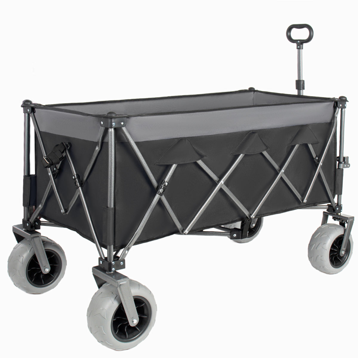 Folding Wagon 52 Inch Utility Cart Collapsible Beach Wagon with Frame for Garden Sports Camping Outdoor — image 3