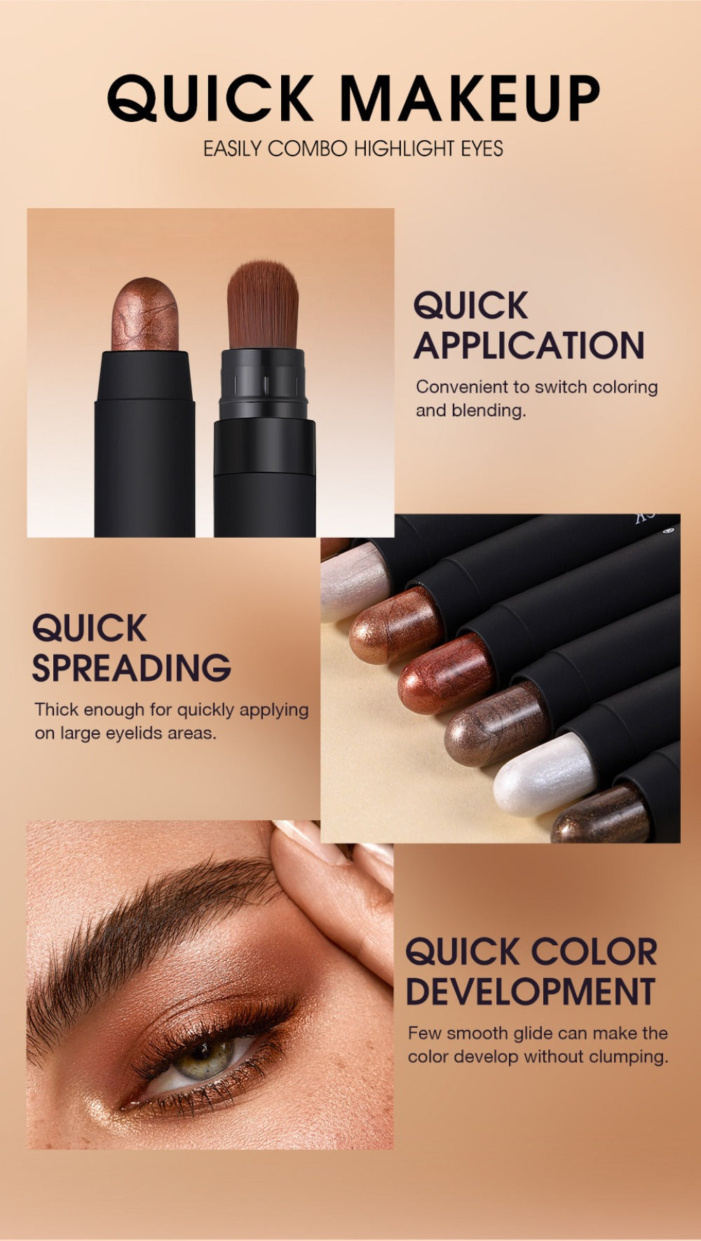 Waterproof Eyeshadow Stick Set 8 Piece, Shimmer, Pearlescent & Matte Eye Shadow Pencils, Creamy Blendable Formula — image 15