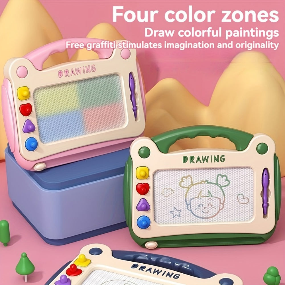 Kids Drawing Board Toy 3-in-1 with Stamps Brush Stand – Magnetic Doodle Art Set for Toddlers Boys Girls Ages 3+ Birthday East