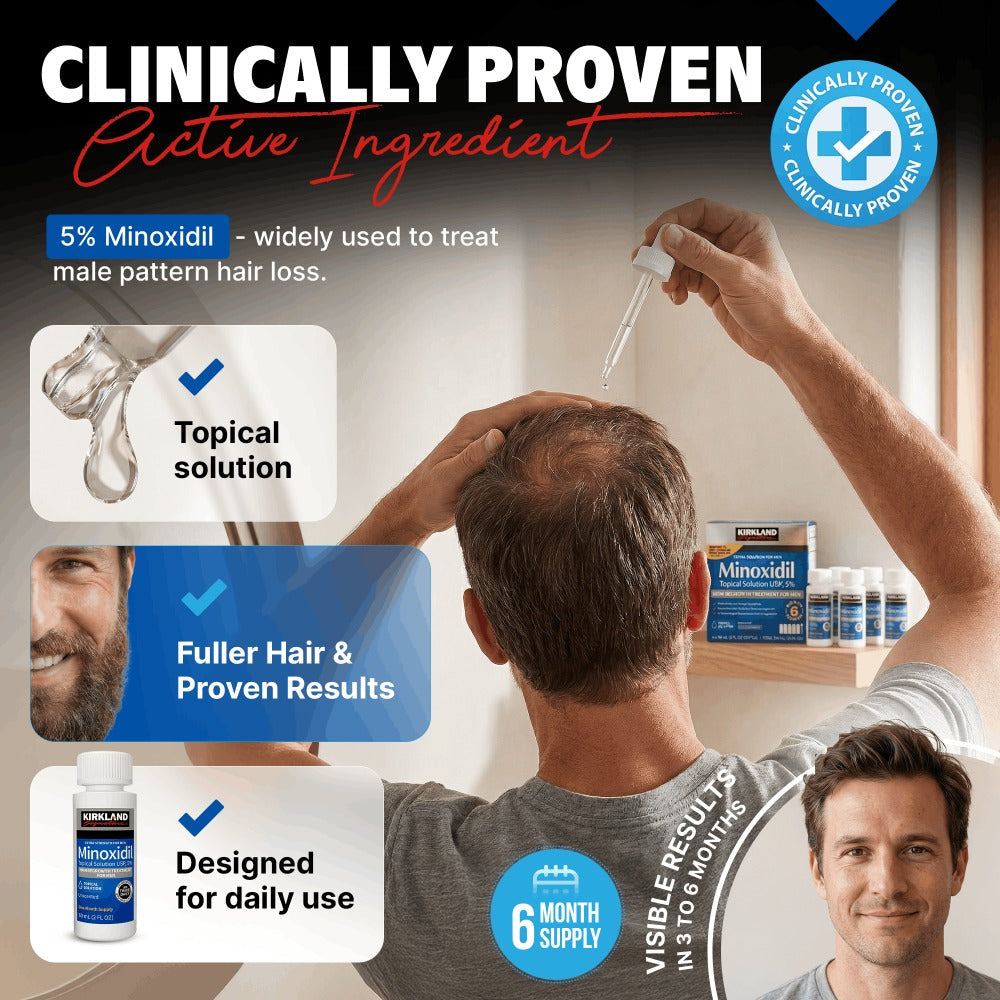 Minoxidil 5% Extra Strength Topical Solution for Men Hair Regrowth - Kirkland Signature 6-Month Supply — image 3