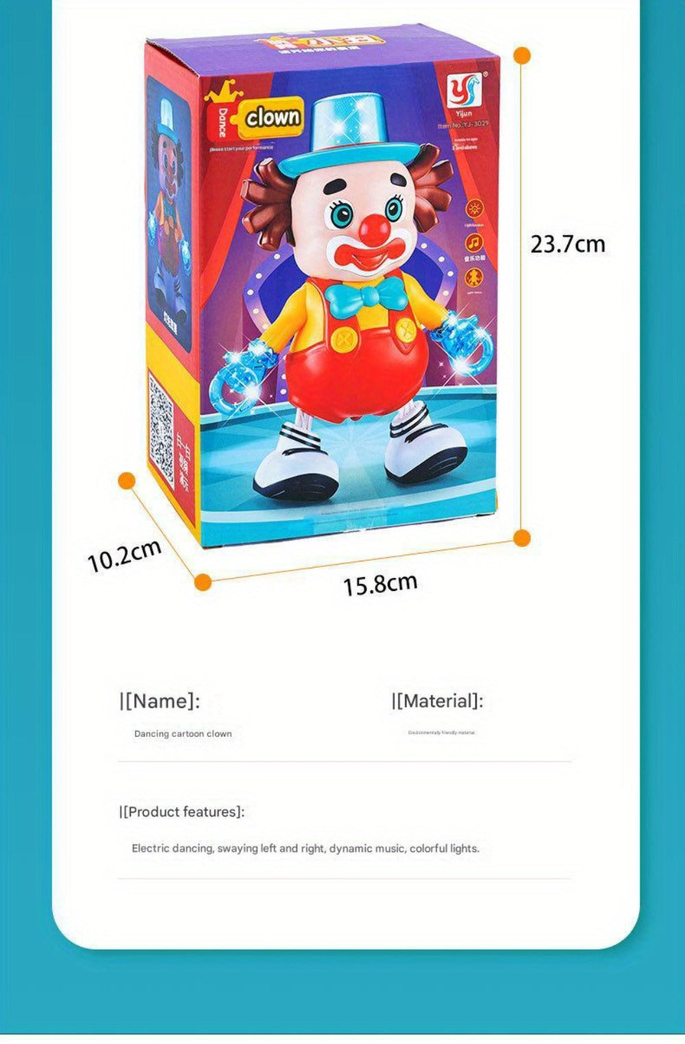 Dancing Clown Toy Doll with Light & Music, Swinging Fidget Toy for Kids Boys & Girls, Funny Weird Halloween Decoration — imag