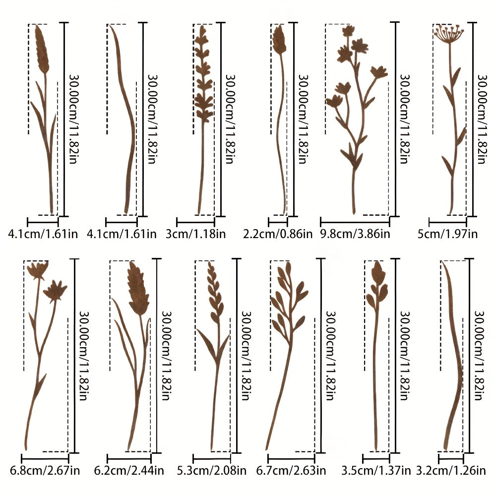 Rustic Metal Wildflower Stems, 12-Piece 30 cm Botanical Set for Vases, Planters and Garden Beds — image 3