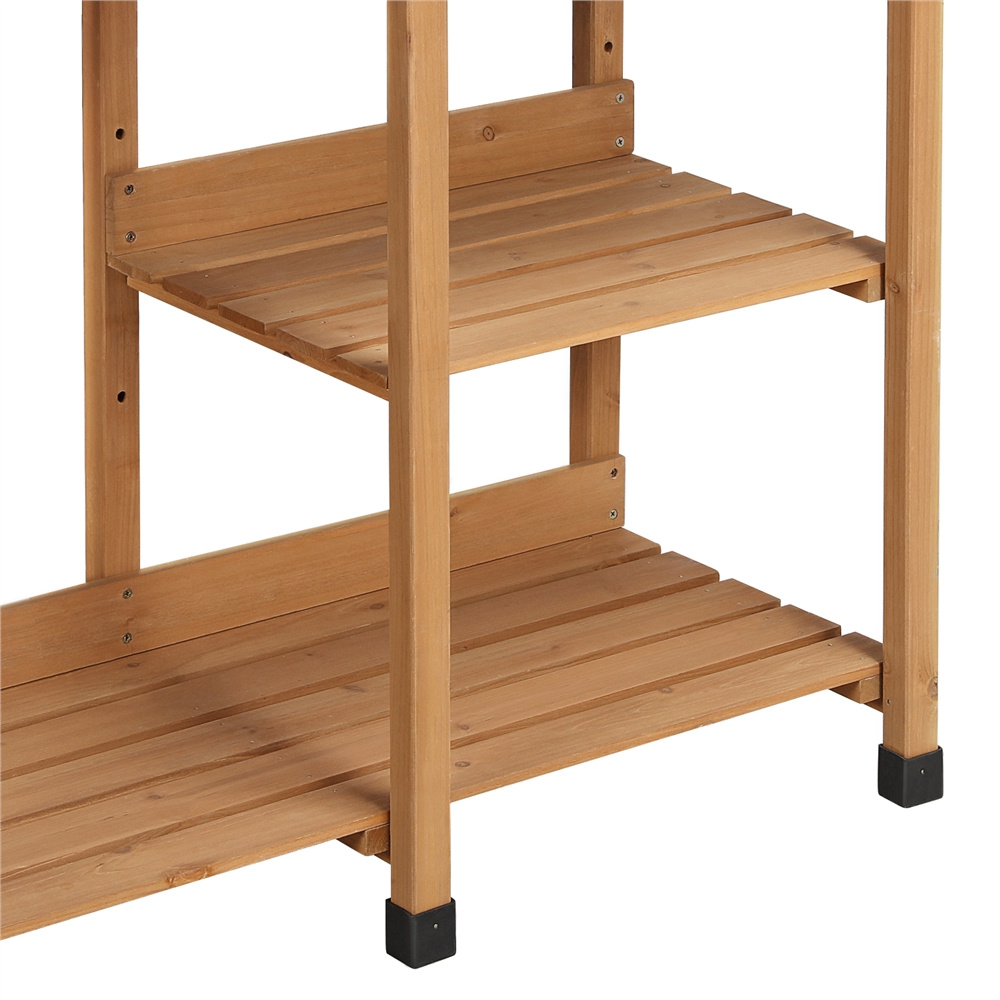 Garden Potting Table 4-Tier with Removable Sink, Adjustable Shelf, Drawer & Side Hooks, Outdoor Planter Stand for Yard Greenh