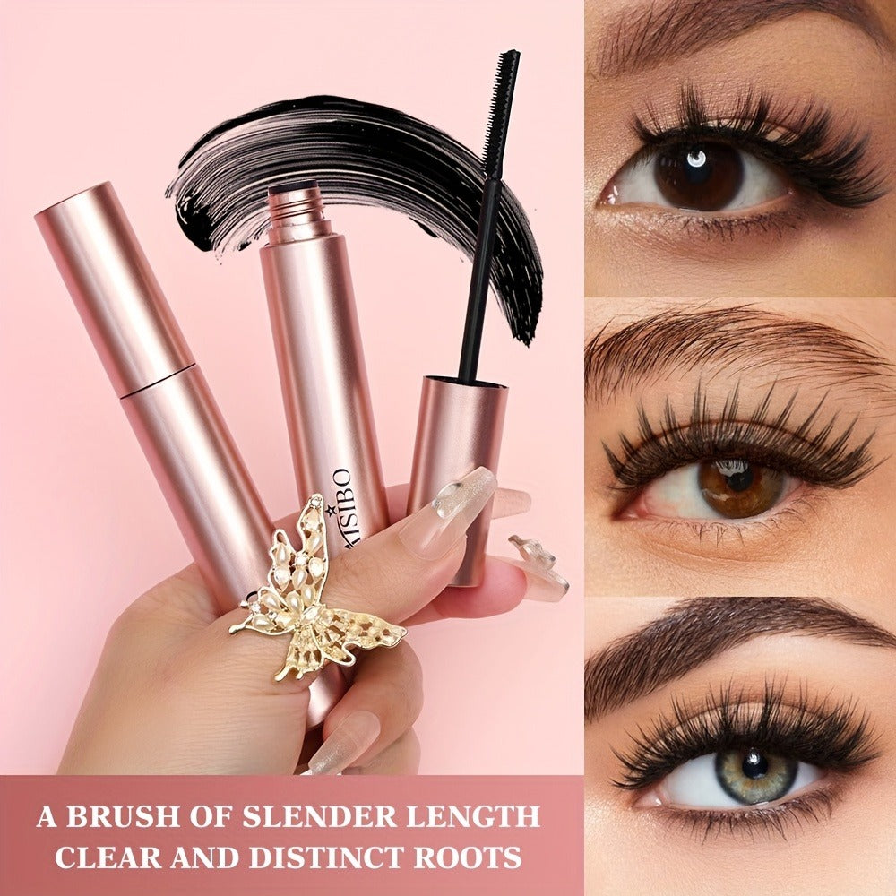 Black Mascara Two-Piece Set in Rose-Colored Tubes with Slim Precision Bristle Applicator Wands — image 2