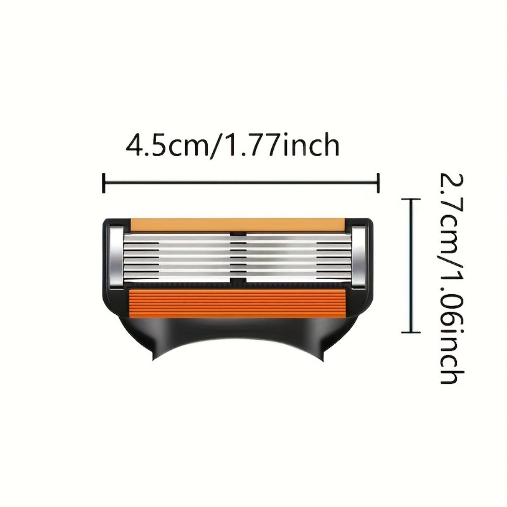 Fusion 5 Compatible Razor Blade Refills 6-Layer Stainless Steel with Free Handle – Men's Replacement Shaving Cartridges for B
