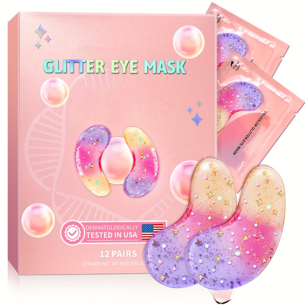 Glitter Under-Eye Patch Set with Pink, Purple and Gold Crescent Pads in a 12-Pair Checkout Pack — image 2