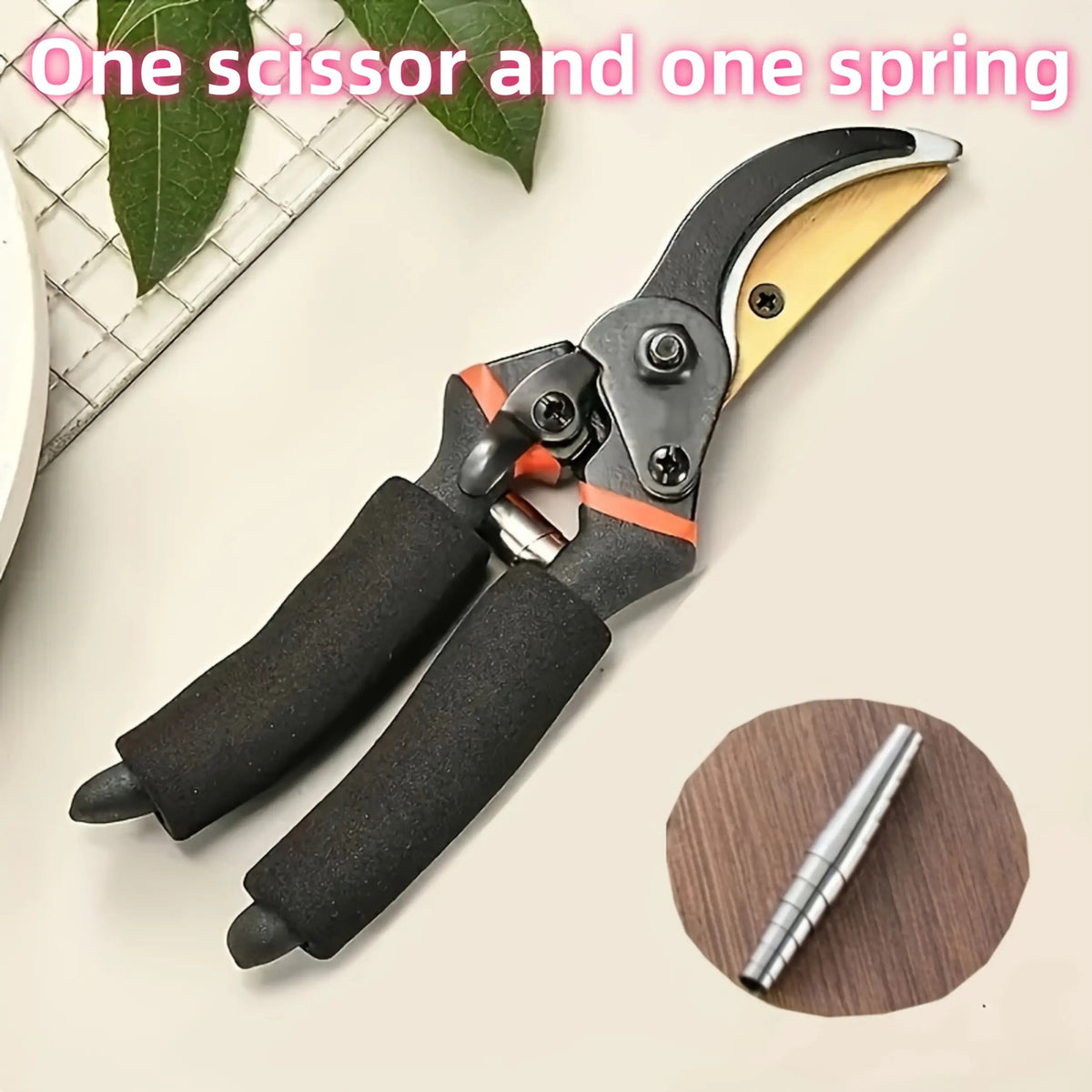 Hand Pruning Shears Set with Black-and-Orange Handles, Replacement Spring and 21cm Pictured Length — image 6