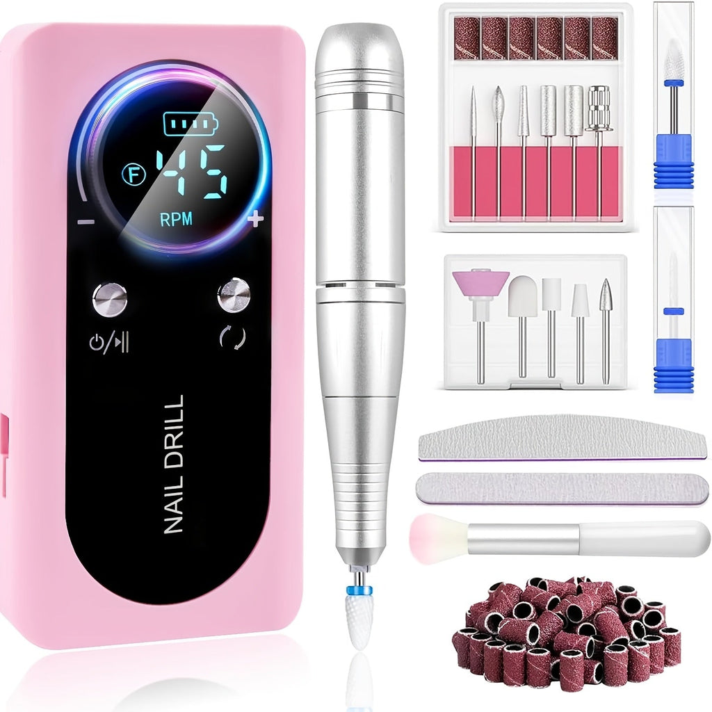 Electric Nail Drill 45000 RPM Cordless Kit with LCD Display and V2 Pink, White or Purple Options — image 14