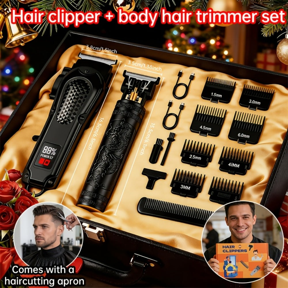 2-Piece Hair Clipper Set with Full-Size Clipper, Detail Trimmer, Guide Combs and USB Charging Accessories — image 1