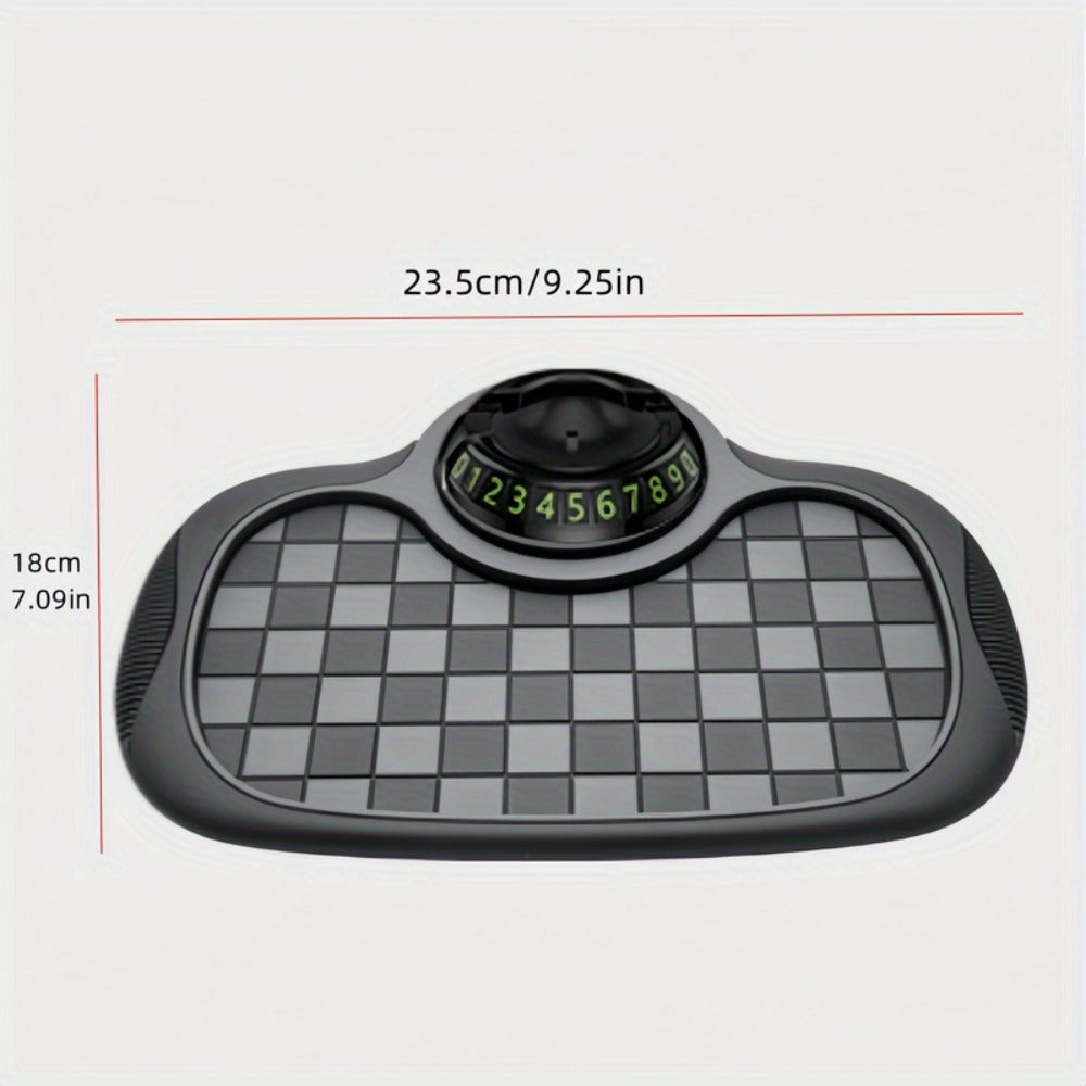 Car Dashboard Anti-Slip Pad with Phone Holder & Digital Number Plate Stickers – Multifunctional Non-Slip Dashboard Storage Ma