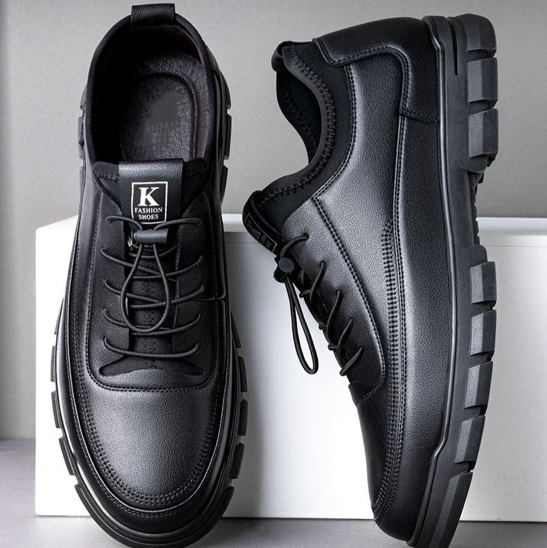 Men's Black Formal Leather Shoes - Business Casual Soft Upper Dress Shoes