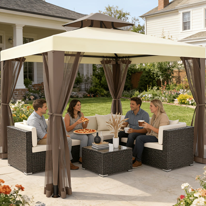 Gazebo Tent 10x10 FT Mosquito Netting Quick Setup Outdoor Canopy for Garden, Yard and Pest Management — image 2