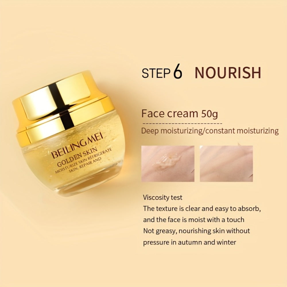 Skincare Gift Set for Women 9pcs Golden Luxury Kit, Niacinamide Collagen Hyaluronic Acid Daily Facial Care Premium Birthday H