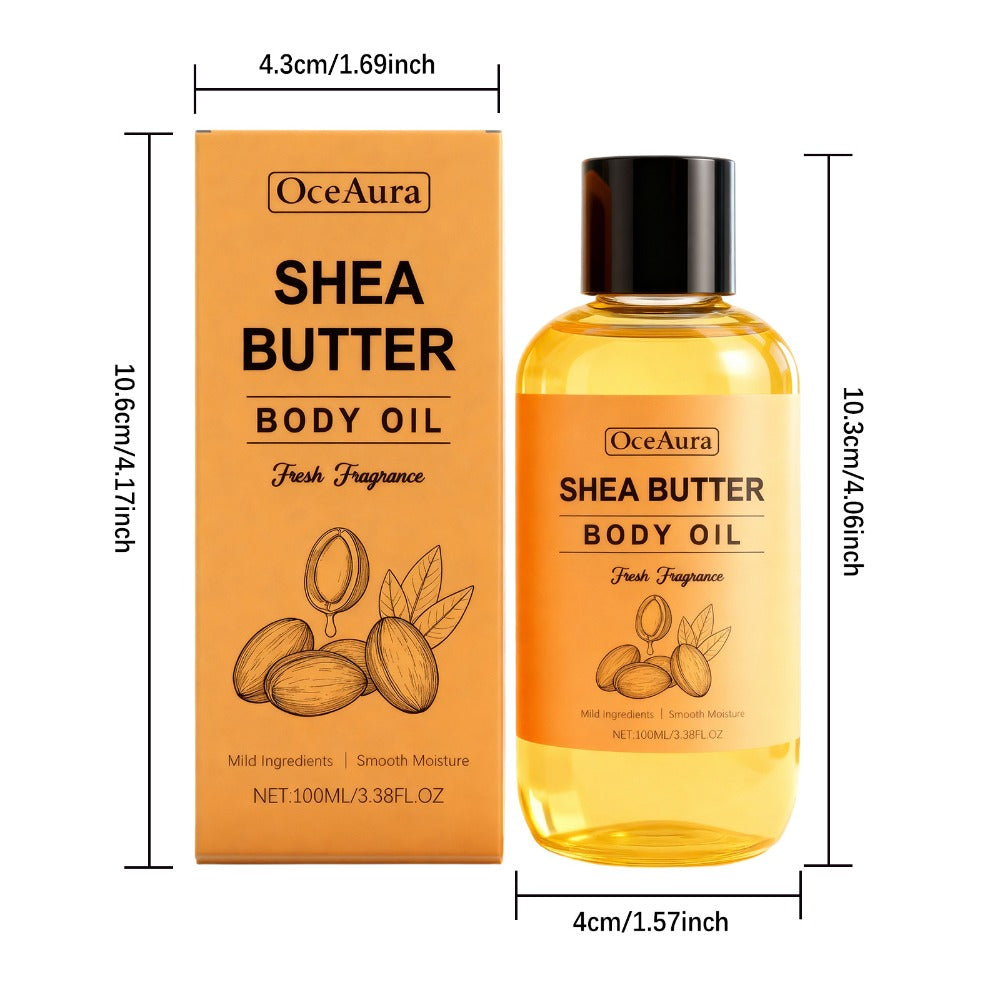 Shea Butter Body Oil, Two-Piece Set of 100ml Flip-Top Bottles with Coordinated Orange Labels — image 6