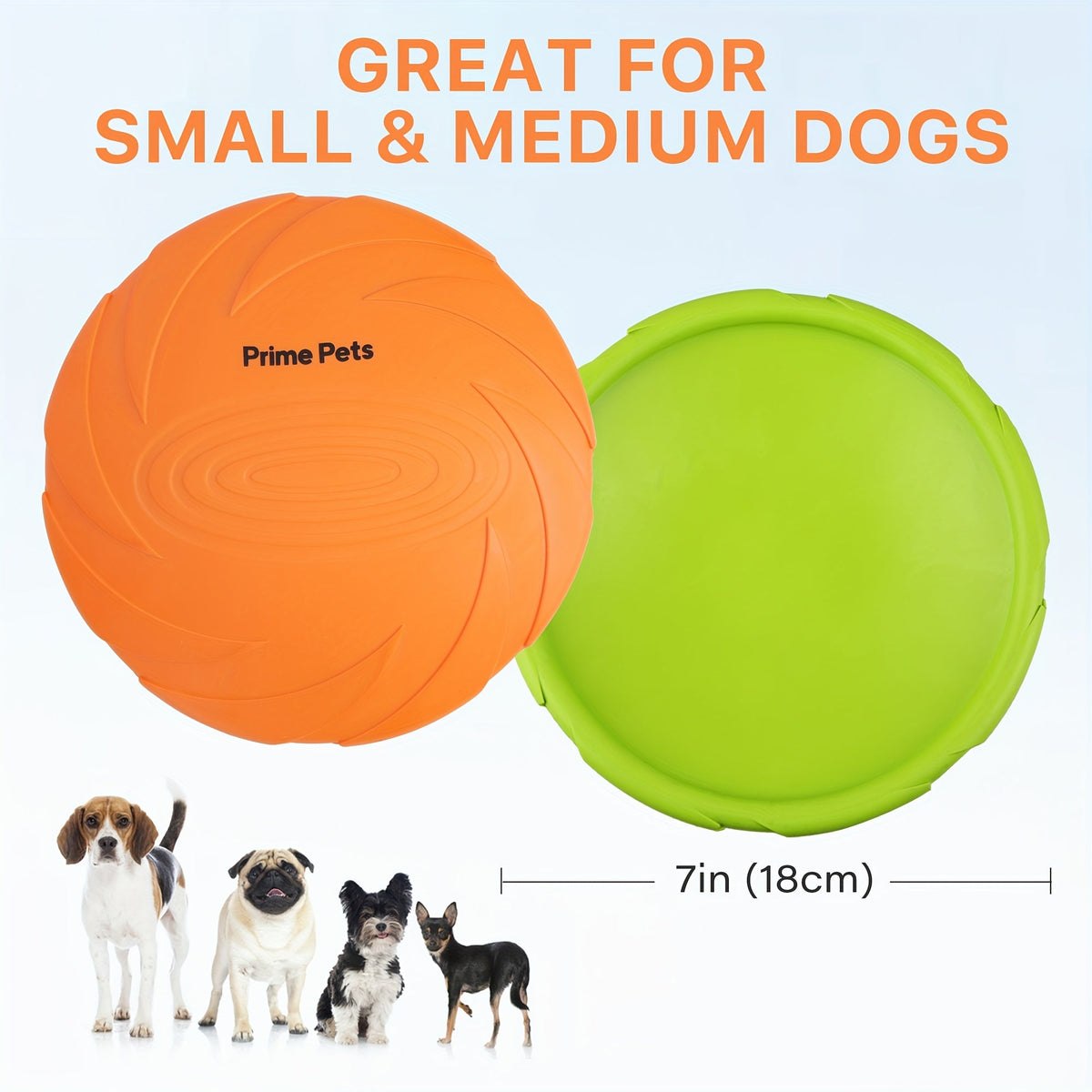 Dog Toys Two-Pack Floating Natural Rubber Flying Discs in Green and Orange for Fetch and Water Play — image 2