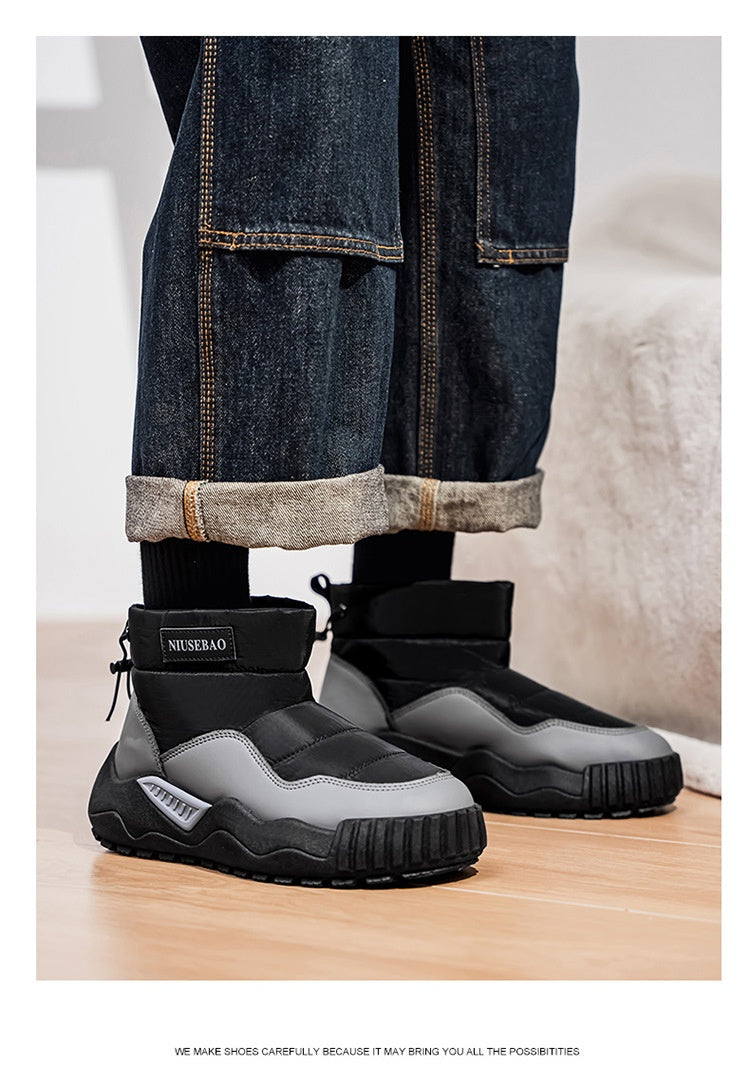 Warm Outdoor Casual Cotton Boots Stylish Mid-top Warm Men's Shoes