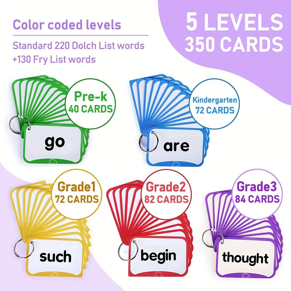 Sight Words Flash Cards 350 Dolch & Fry High Frequency Words, 5 Color-Coded Levels Pre-K to 3rd Grade — image 10