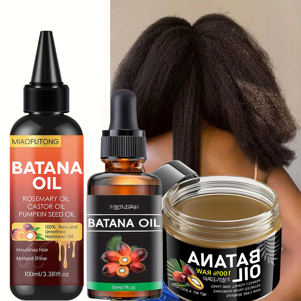 Three-Piece Batana Hair Care Kit with 3.38 oz Pointed Oil Bottle, Dropper and Cream Formats — image 10