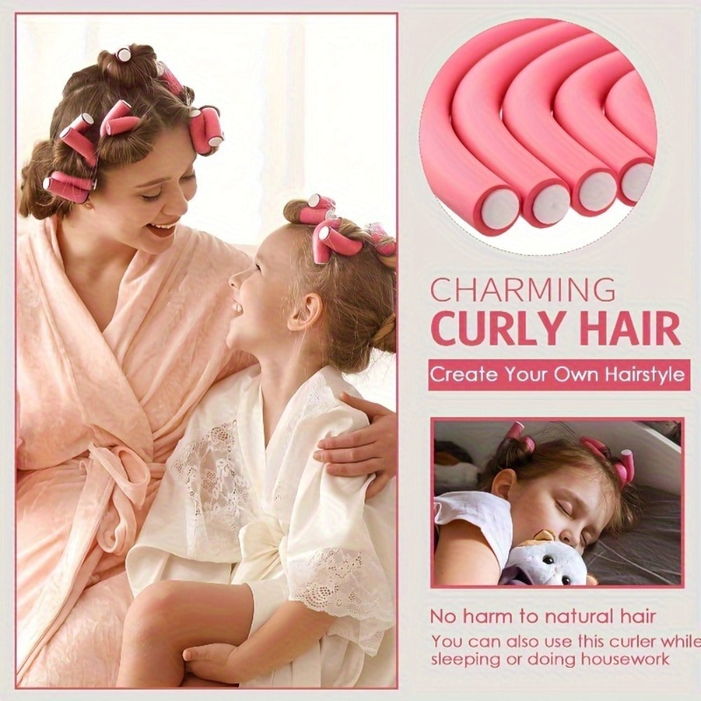 Flexible Foam Curl Formers 50pcs Heatless Curling Rods – Bendable Twist Hair Rollers for DIY Soft Waves & Spiral Curls, Short