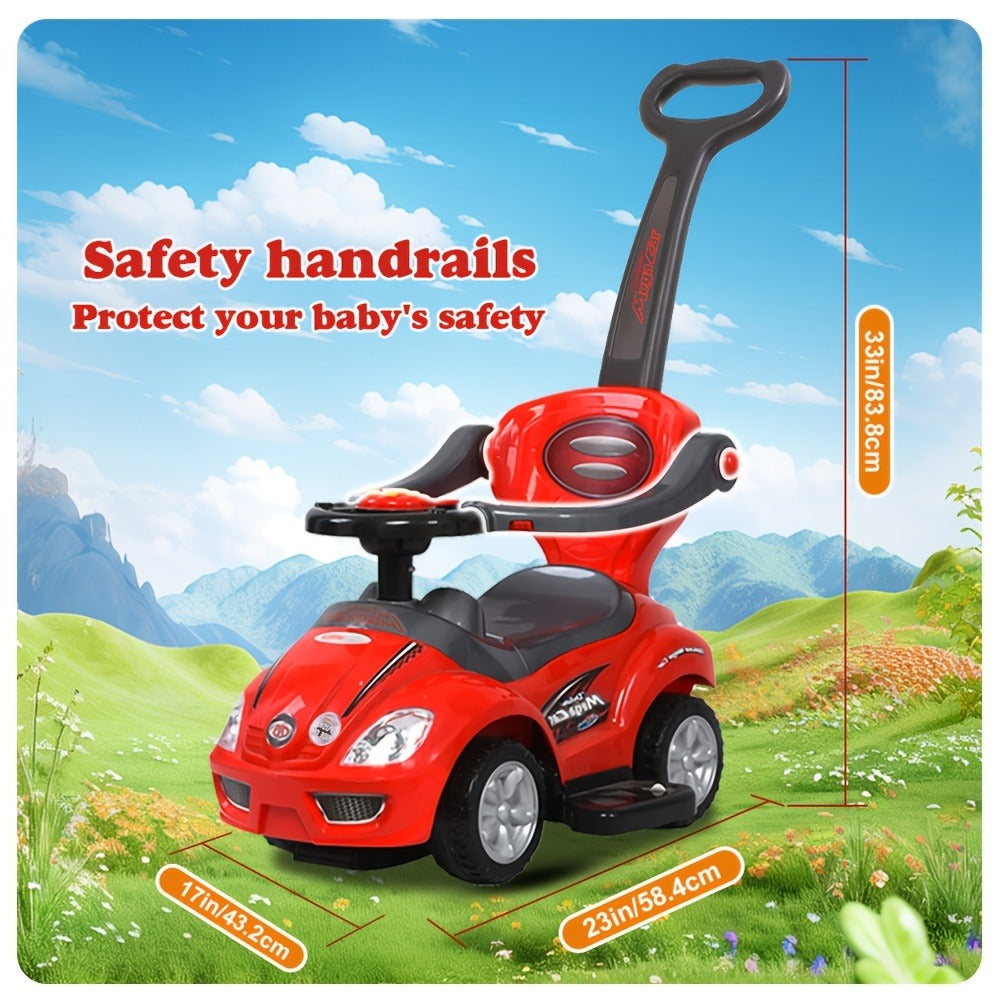 3-in-1 Toddler Push Ride & Walker Car, Baby Ride-On Toy with Guardrail, Music & Under-Seat Storage for Ages 18-36 Months — im