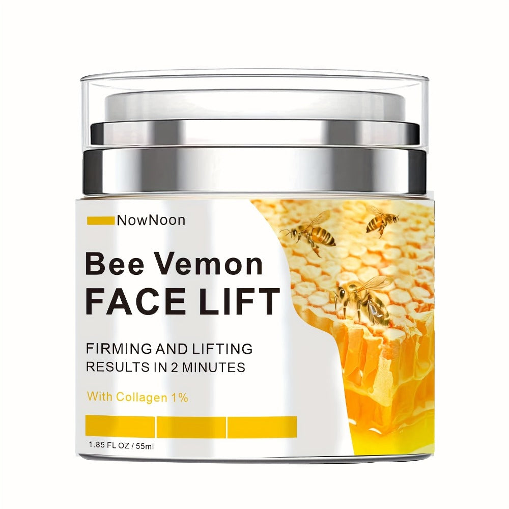 Face Cream Bee Venom 55ml Formula with 1% Collagen for Morning and Evening Face Care in a White and Yellow Jar — image 6