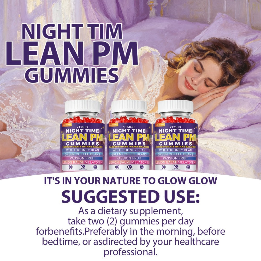Sleep Gummies with Melatonin, Lemon Balm & Passionflower, Night Time Lean PM Formula, White Kidney Bean — image 12