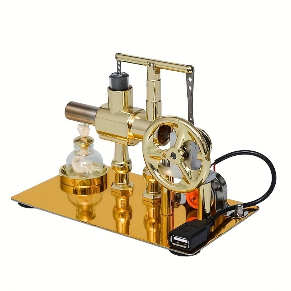 Stirling Engine Generator Kit Single Cylinder Stainless Steel, Real Working Heat Engine Model Generates Electricity — image 9
