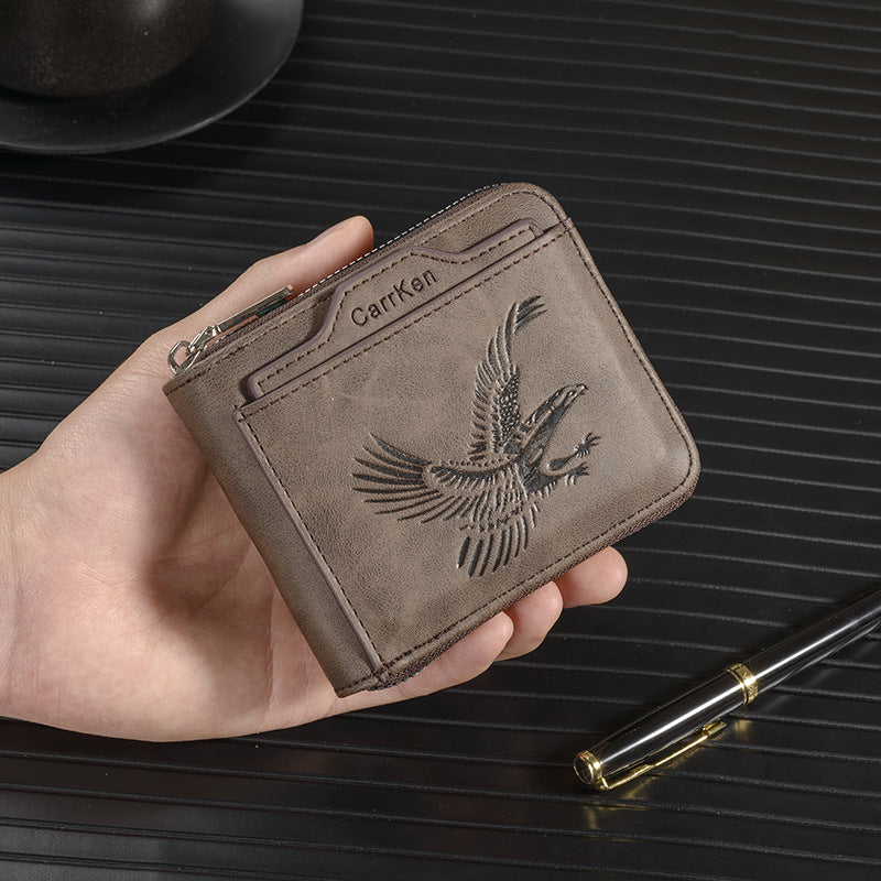Short Retro Embossed New Horizontal Men's Wallet