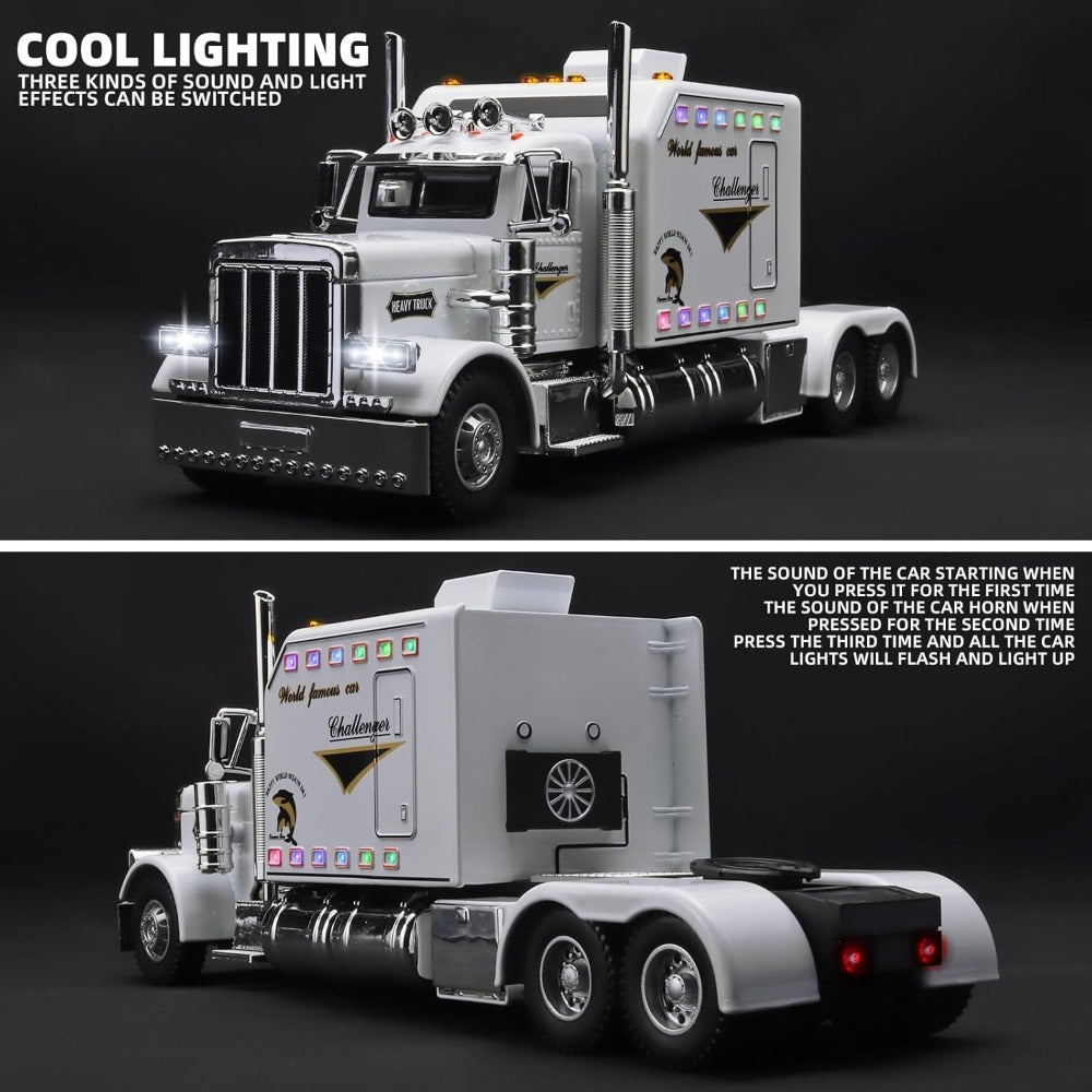 Semi Truck Toy 1:24 Scale Die-Cast Metal Pull-Back Alloy Semi-Trailer Truck with the Listed Color, Size or Set Options for Ev
