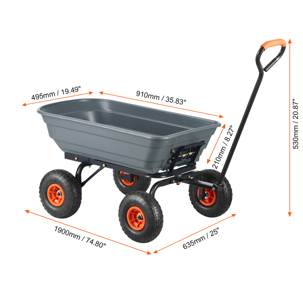 Garden Dump Cart Convertible Flatbed Utility Wheelbarrow with 2-in-1 Handle, Removable Side Panels — image 7
