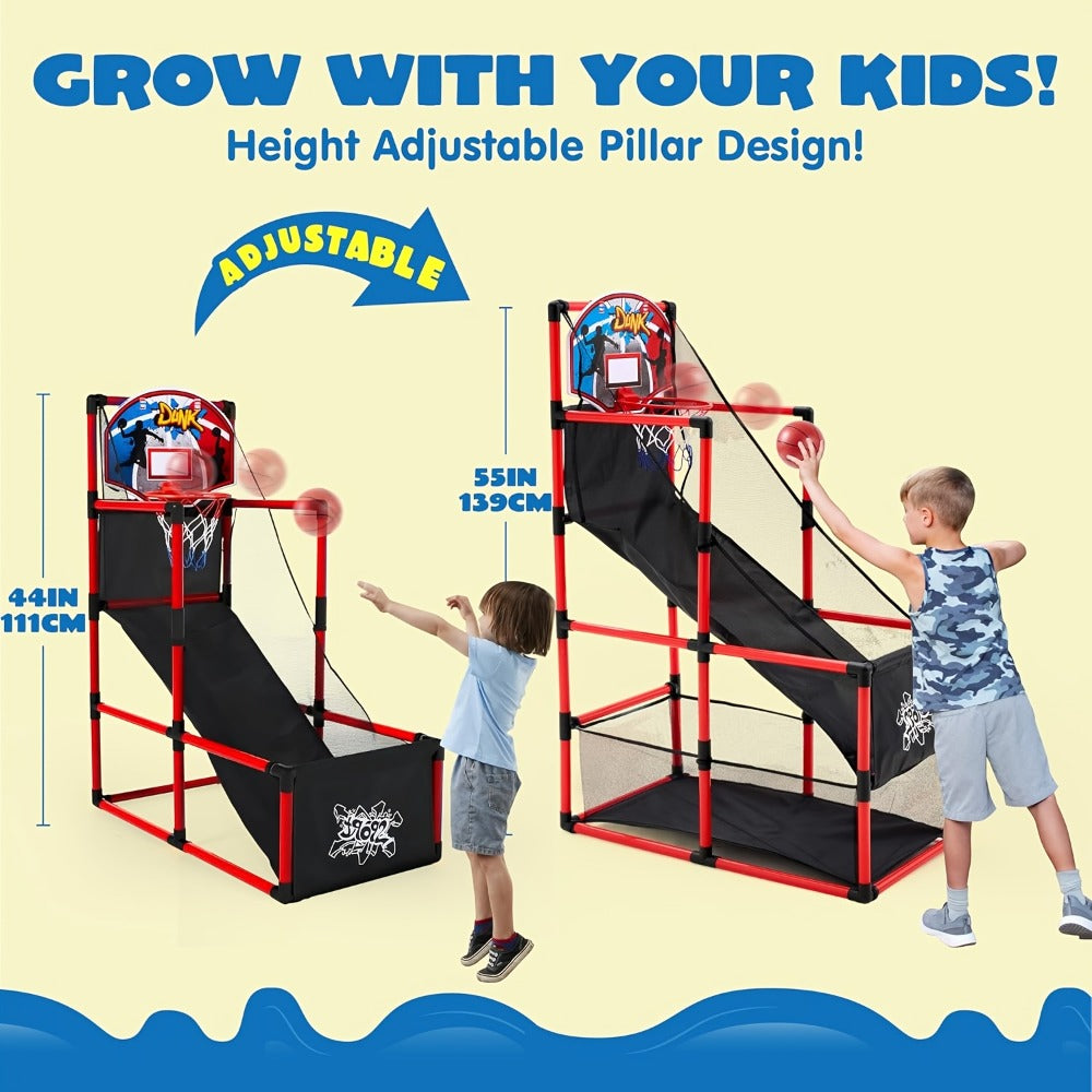 Kids Adjustable Basketball Hoop Set Arcade-Style Stand 4 Balls Air Pump with the Listed Color, Size or Set Options for Everyd