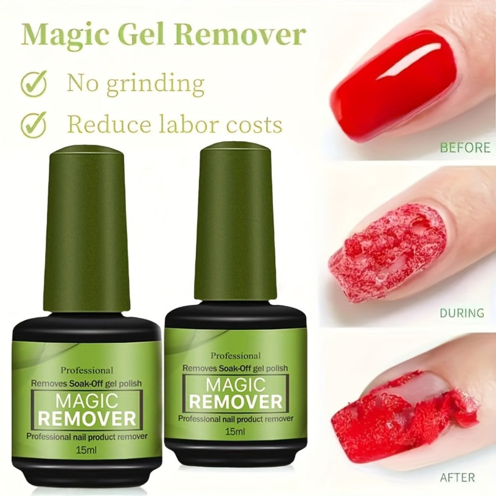 Gel Nail Polish Remover 3pcs Set – Soak Off Gel Nails, Nail Glue & Acrylic Nails in 2-3 Minutes | Fast Gentle Formula for Hom