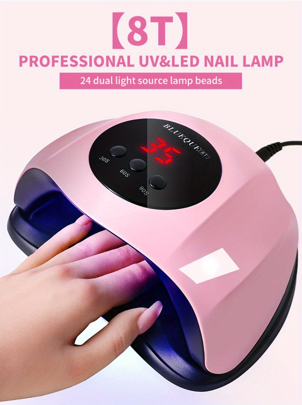 8T UV LED Nail Lamp with 24 Light Beads, Infrared Hand Sensor, 30/60/90s Timers and Two USB Styles — image 11