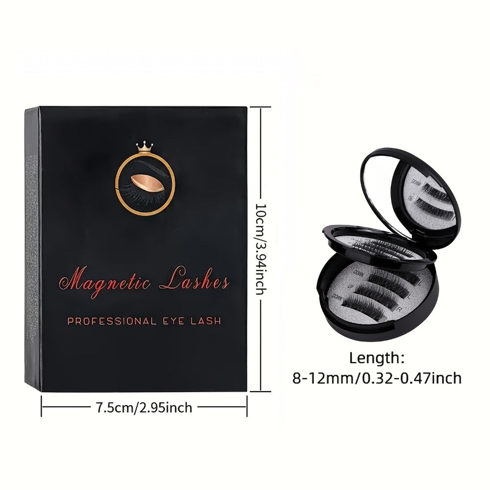 Waterproof 3D Magnetic Lashes 8Pcs Reusable Double Strip False Eyelashes Set with Clips & Glue – Natural Look for Women, Dail