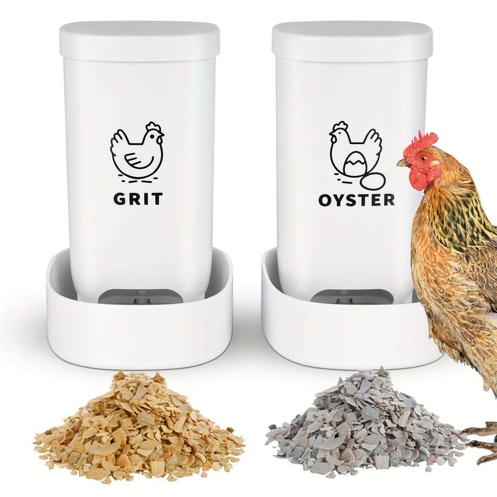 Oyster Shell Feeder & Grit Feeder Set Gravity Fed Waterproof 2-Pack — image 1