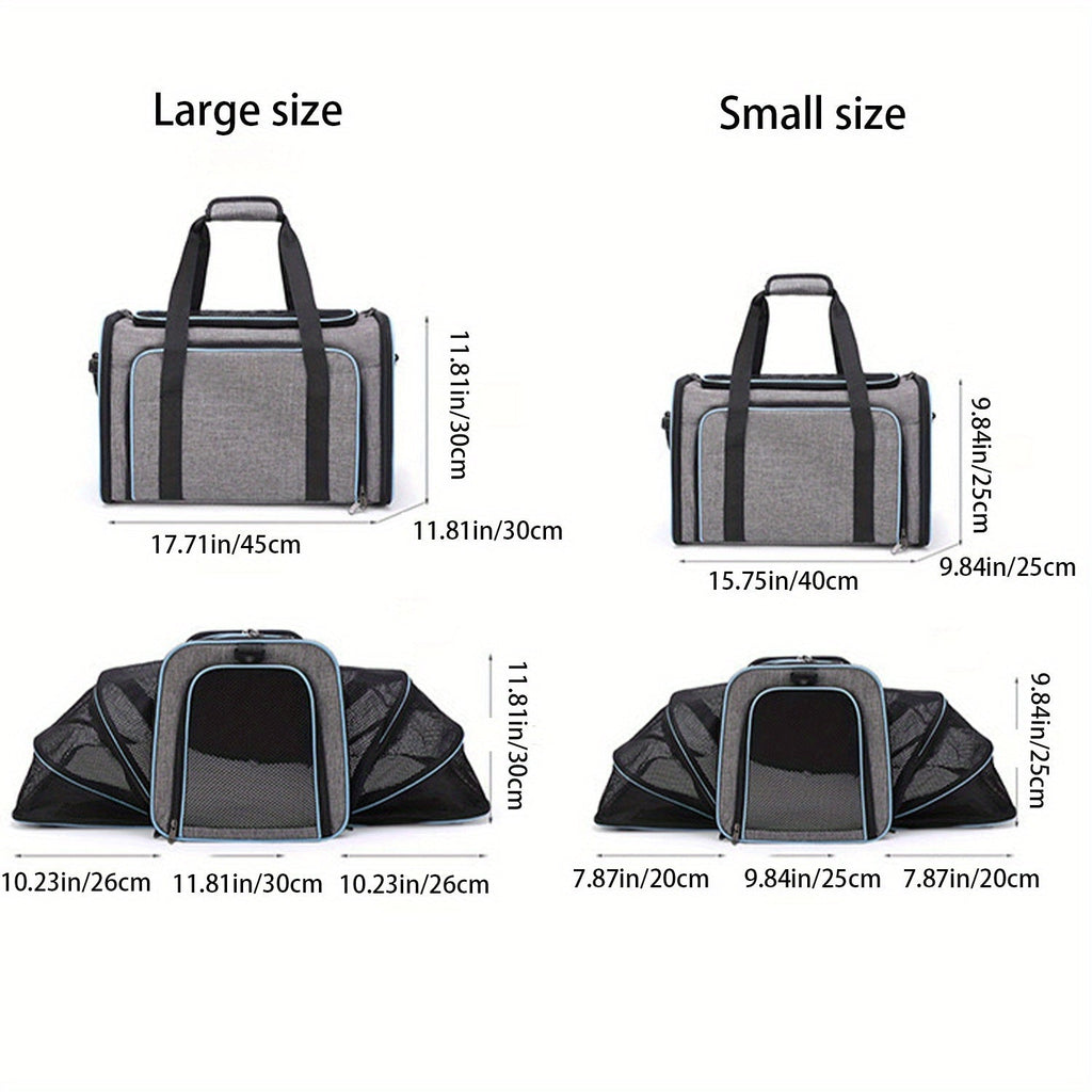 Expandable Pet Carrier Tote with Two Zip-Open Mesh Side Sections and Small or Large Size Options — image 2