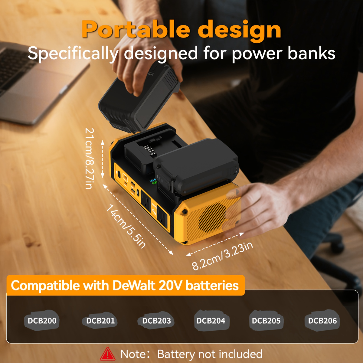HASEED 350W Pure Sine Wave Power Inverter For DeWalt 20V Battery, 120V AC, 140W PD Fast Charging — image 7