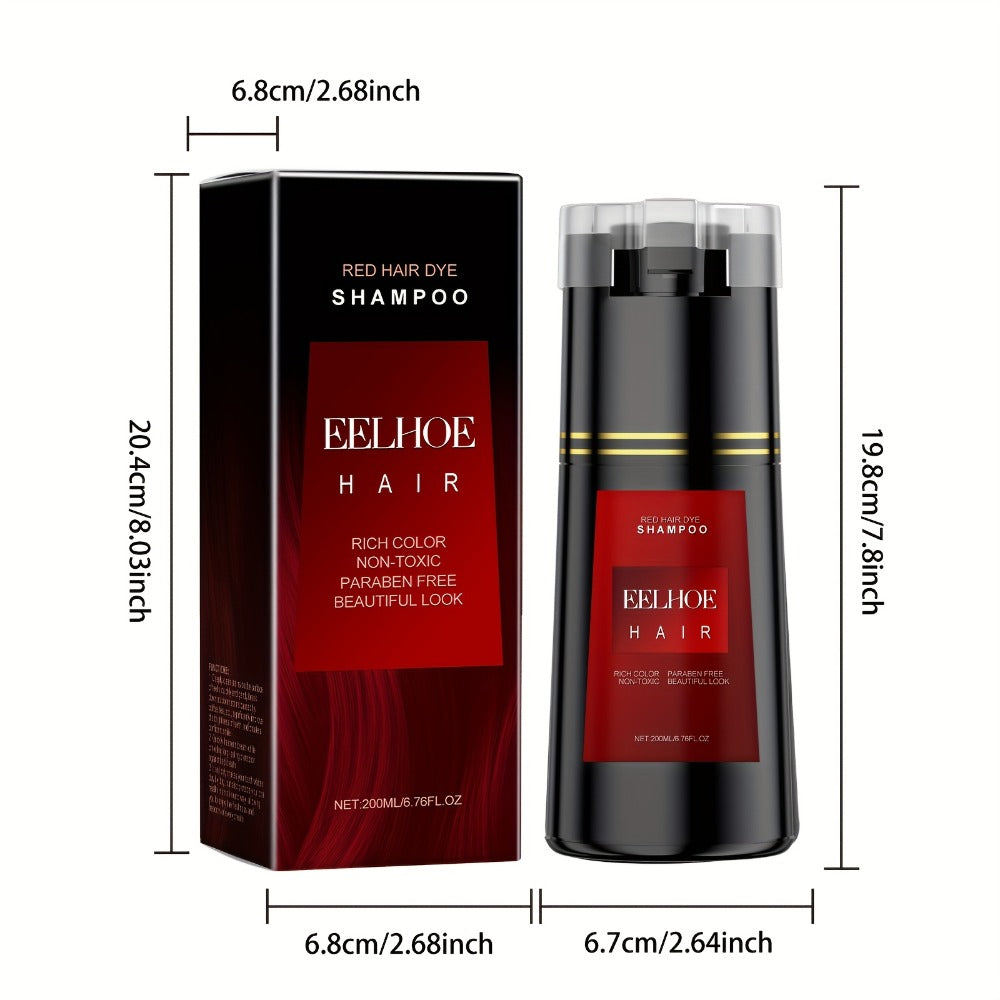 Hair Dye Shampoo, EELHOE Red Two-Pack with Two 200ml Pump Bottles for At-Home Color Application — image 5